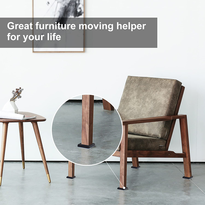 Square Furniture Glides Nail on Furniture Slider, PTFE Chair Leg Floor Protectors for Hardwood Dinning Wooden Furniture