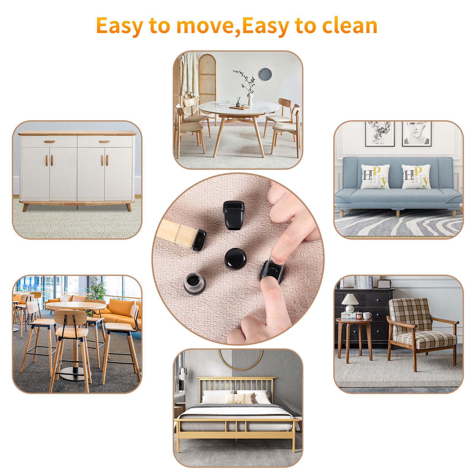 New Design Durable Anti-Scratch Thickened Silicone Chair Feet Covers Chair Foot Protector Metal Caps for Furniture Legs