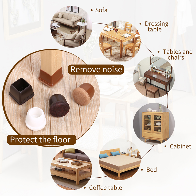 Silicone Furniture Foot Desk Chair Leg Floor Cover Table Leg Protectors With Felt Foot Leg Protectors Cover