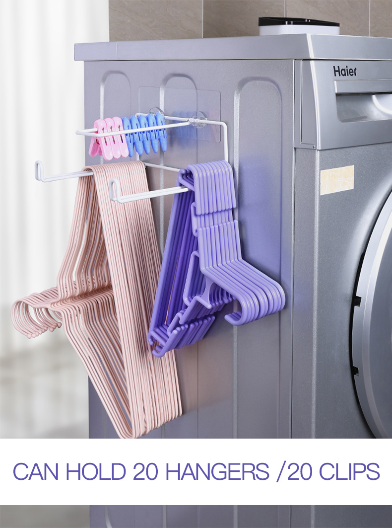 Clothes Hanger Stacker Storage Rack Holder Metal Washing Machine Shelf Laundry Clothes Stand Drying Rack Organizer Wall Mounted