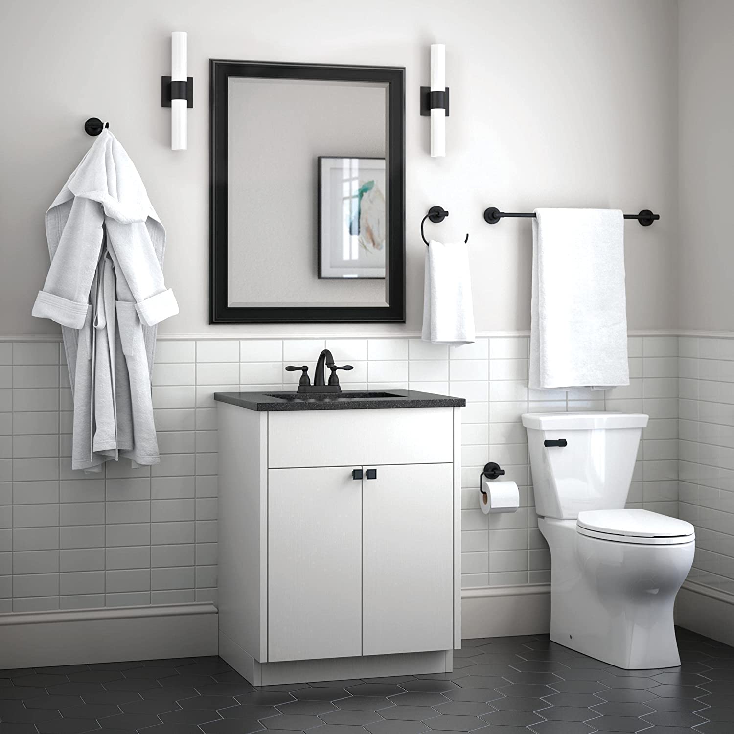 4 PCS Bathroom Hardware Set, Black Towel Racks for Bathroom, Black Bathroom Accessory Set Matte Black Bathroom Accessories